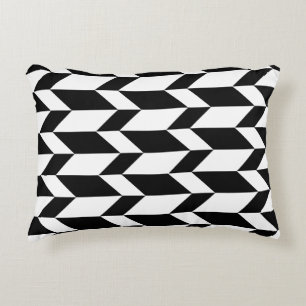 Bold Two Tone Arrow Chevron Stripe Black & White Decorative Cushion