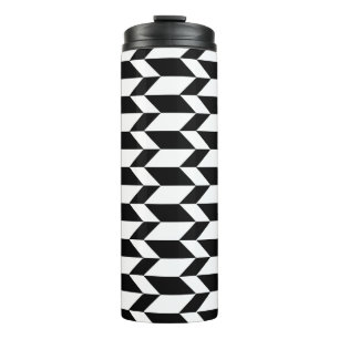 Bold Two Tone Arrow Chevron Stripe Black & White Thermal Tumbler