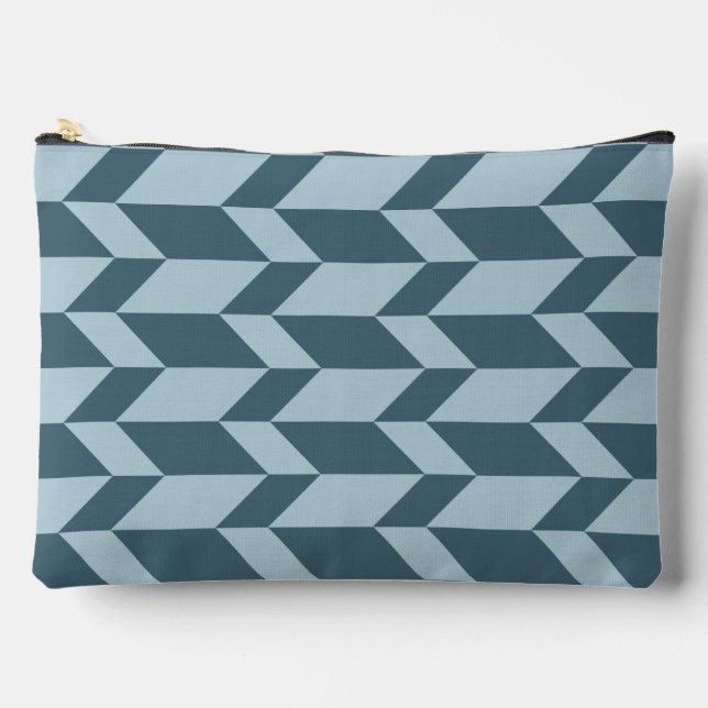 Bold Two Tone Arrow Chevron Stripe Blue Tones Accessory Pouch (Front)