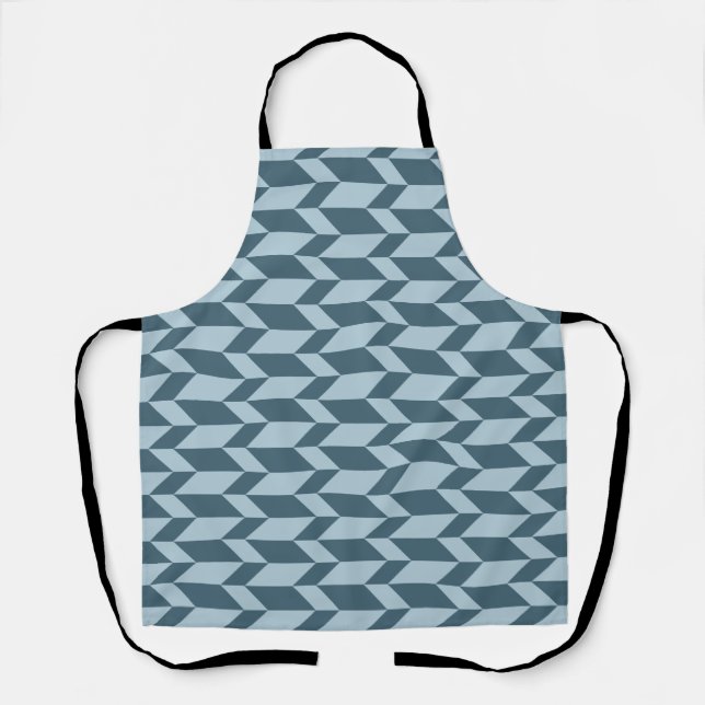 Bold Two Tone Arrow Chevron Stripe Blue Tones Apron (Front)