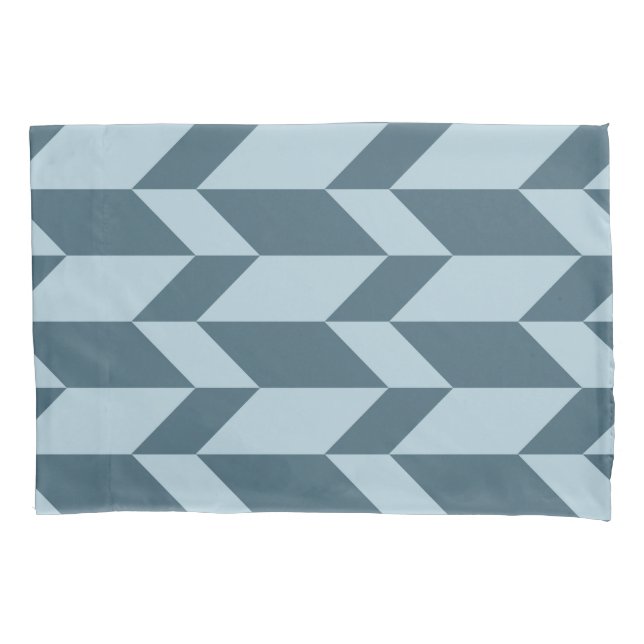 Bold Two Tone Arrow Chevron Stripe Blue Tones Pillowcase (Front)
