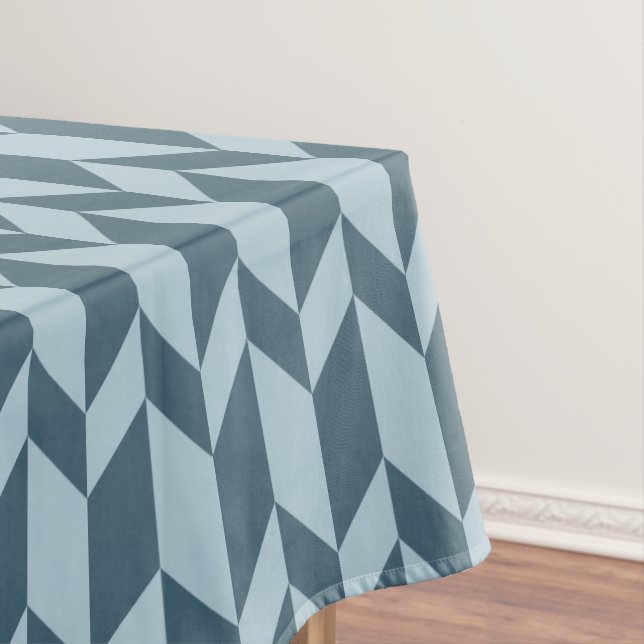 Bold Two Tone Arrow Chevron Stripe Blue Tones Tablecloth (In Situ)