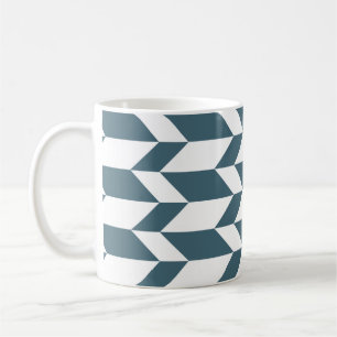 Bold Two Tone Arrow Chevron Stripe Blue White Coffee Mug