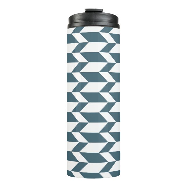 Bold Two Tone Arrow Chevron Stripe Blue White Thermal Tumbler (Front)