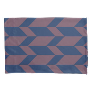 Bold Two Tone Arrow Chevron Stripe Dark Blue Pink Pillowcase