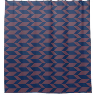 Bold Two Tone Arrow Chevron Stripe Dark Blue Pink Shower Curtain