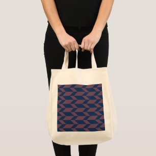 Bold Two Tone Arrow Chevron Stripe Dark Blue Pink Tote Bag
