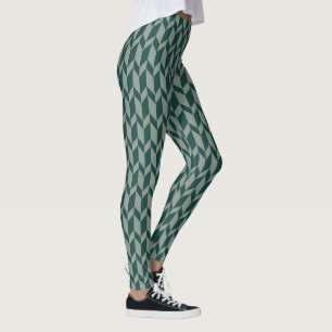 Bold Two Tone Arrow Chevron Stripe Green Tones Leggings