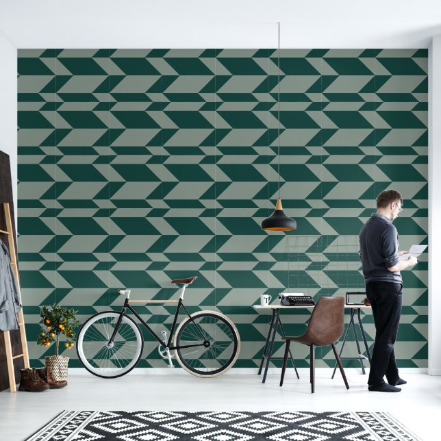 Bold Two Tone Arrow Chevron Stripe Green Tones Wallpaper (Living Room)