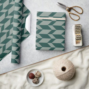 Bold Two Tone Arrow Chevron Stripe Green Tones Wrapping Paper