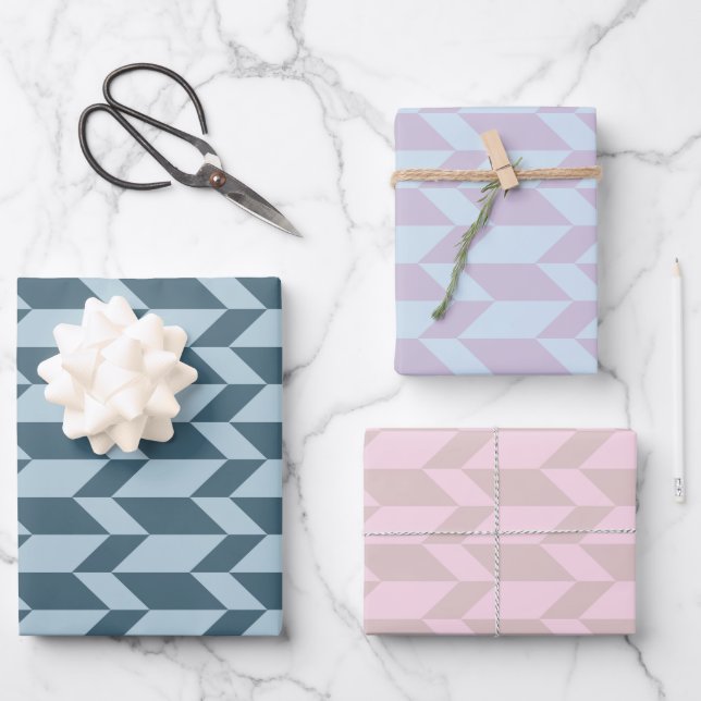 Bold Two Tone Arrow Chevron Stripe Muted Tones Wrapping Paper Sheet (Front)
