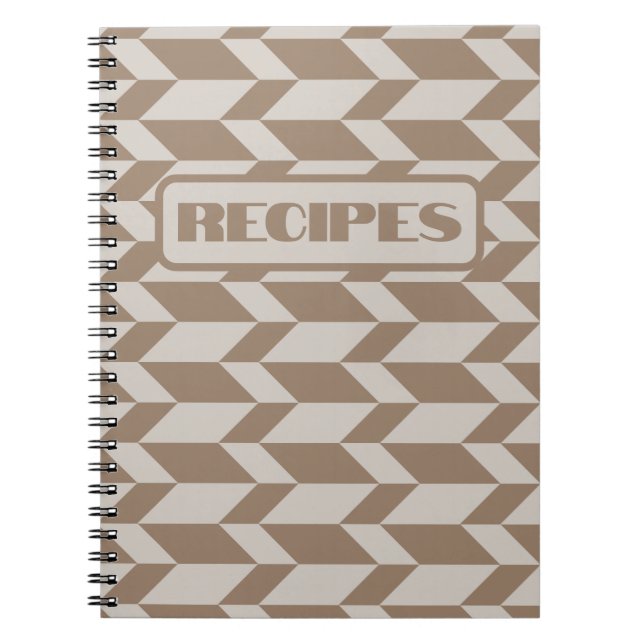 Bold Two Tone Arrow Chevron Stripe Neutral Browns Notebook (Front)