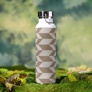 Bold Two Tone Arrow Chevron Stripe Neutral Browns Water Bottle