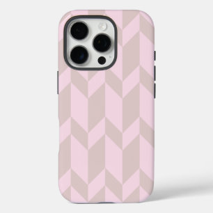 Bold Two Tone Arrow Chevron Stripe Neutral Pinks iPhone 16 Pro Case