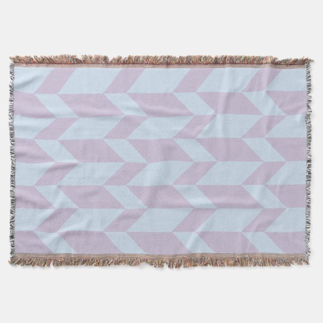 Bold Two Tone Arrow Chevron Stripe Powder Pastel Throw Blanket (Front)