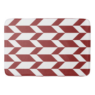 Bold Two Tone Arrow Chevron Stripe Red White Bath Mat
