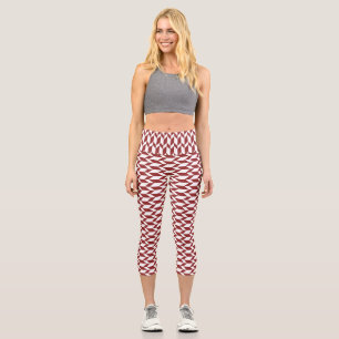 Bold Two Tone Arrow Chevron Stripe Red White Capri Leggings