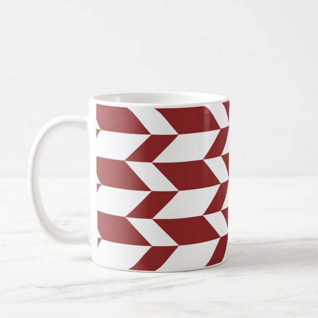 Bold Two Tone Arrow Chevron Stripe Red White Coffee Mug (Left)