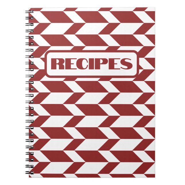 Bold Two Tone Arrow Chevron Stripe Red White Notebook (Front)