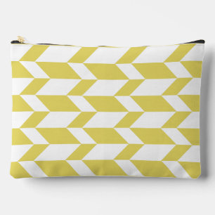 Bold Two Tone Arrow Chevron Stripe Yellow White Accessory Pouch