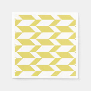 Bold Two Tone Arrow Chevron Stripe Yellow White Napkin