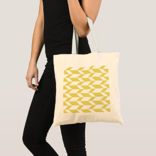 Bold Two Tone Arrow Chevron Stripe Yellow White Tote Bag