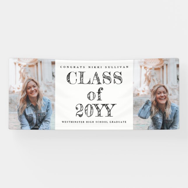 Bold Type 2 Photo Graduation  Banner (Horizontal)