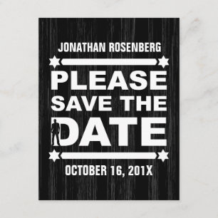Bold Type Bar Mitzvah Save the Date in Black Invitation