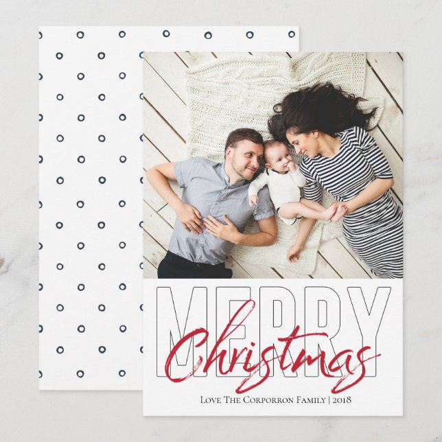 Bold Type Modern Merry Christmas Card (Front/Back)