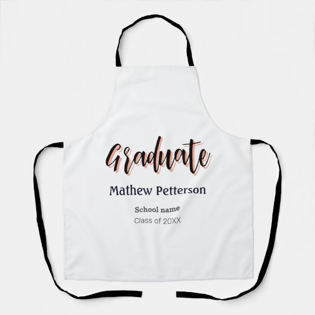 Bold type simple black classy modern graduation  apron (Front)