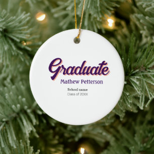 Bold type simple black classy modern graduation  ceramic ornament