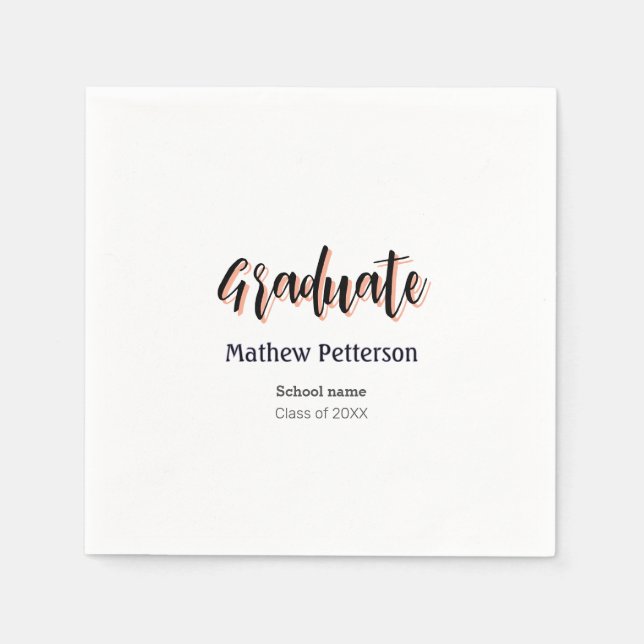 Bold type simple black classy modern graduation  napkin (Front)