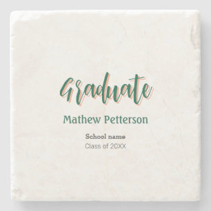 Bold type simple black classy modern graduation  stone coaster