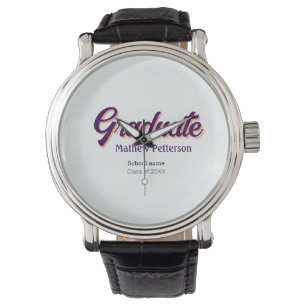 Bold type simple black classy modern graduation watch