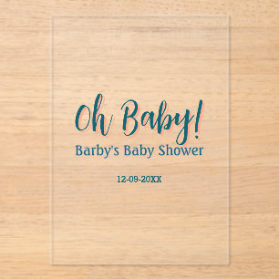 Bold type simple blue oh baby baby shower name acrylic invitations