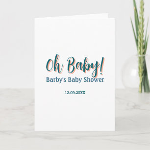 Bold type simple blue oh baby baby shower name card