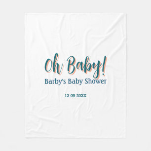 Bold type simple blue oh baby baby shower name  fleece blanket