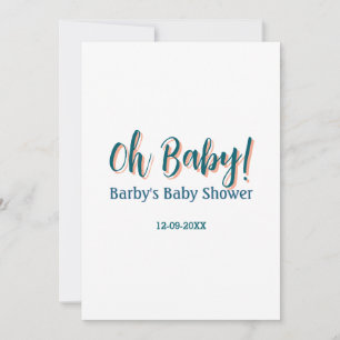 Bold type simple blue oh baby baby shower name  invitation