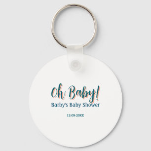 Bold type simple blue oh baby baby shower name key ring