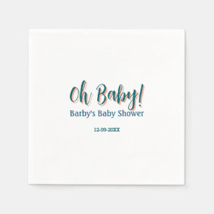 Bold type simple blue oh baby baby shower name napkin