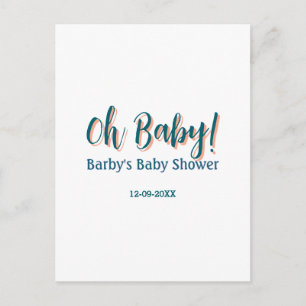 Bold type simple blue oh baby baby shower name  postcard