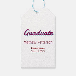 Bold type simple mauve classy modern graduation pi gift tags