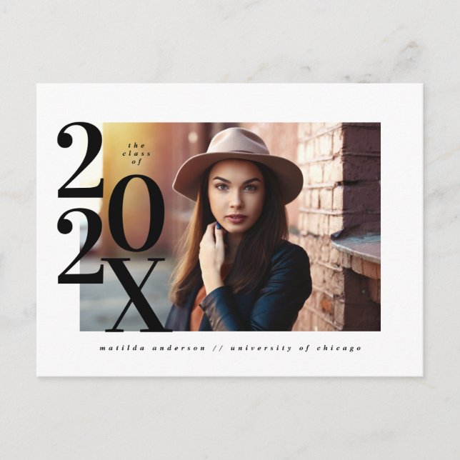 Bold typographic and geometric graduation postcard (Front)
