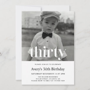 Bold Typography 30th Birthday Invitation For Men