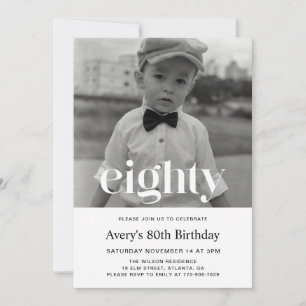 Bold Typography 80th Birthday Invitation For Men