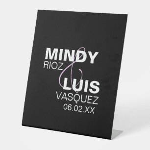 Bold Typography Ampersand Pink Black   Pedestal Sign