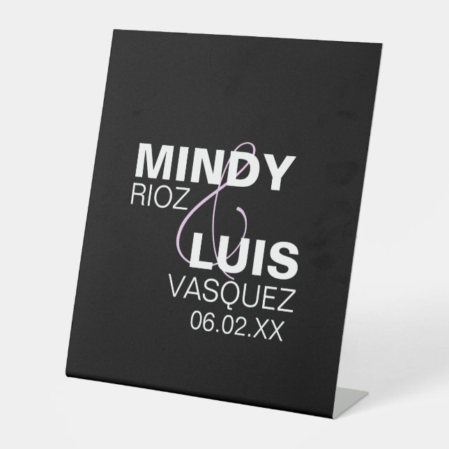 Bold Typography Ampersand Pink Black   Pedestal Sign (Front)