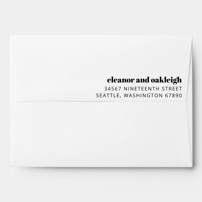 Bold Typography Basic White Modern Wedding Envelope (Back (Top Flap))