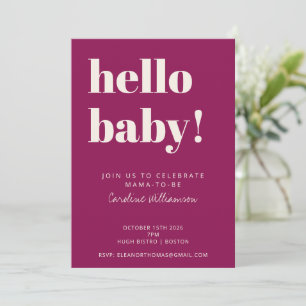 Bold Typography Berry Modern Cute Baby Shower Invitation