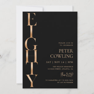Bold Typography Black 80th Birthday Invitation